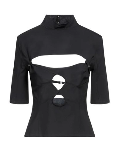Jacquemus Woman Top Black Size 2 Virgin Wool, Elastane In Black