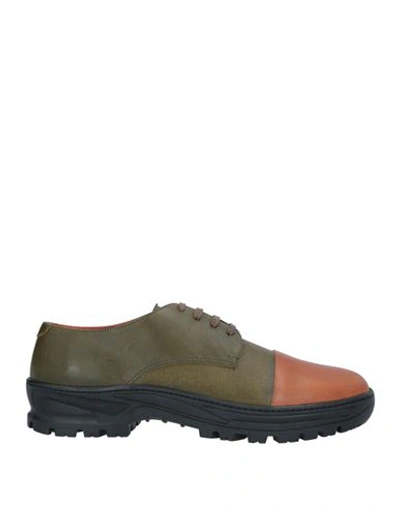 Shop Missoni Man Lace-up Shoes Military Green Size 11 Soft Leather