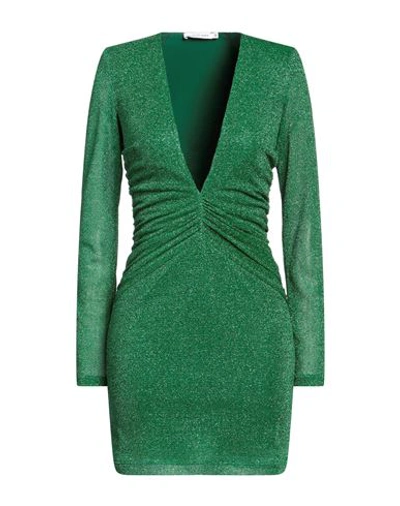 House Of Amen Woman Mini Dress Green Size 4 Polyamide, Metallic Fiber In Green