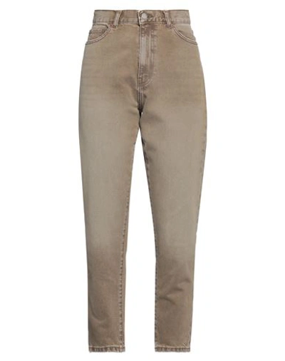 Shop Dr Denim Dr. Denim Woman Jeans Khaki Size 28w-30l Cotton In Beige