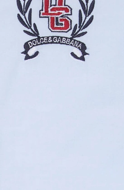 Shop Dolce & Gabbana Kids' Embroidered Logo Button-up Cotton Shirt In Light Blue
