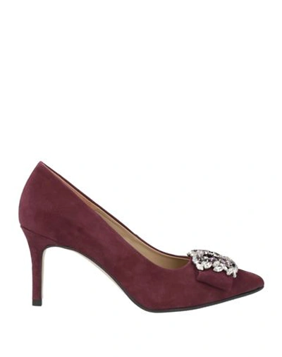 Marian Woman Pumps Deep Purple Size 11 Soft Leather In Purple