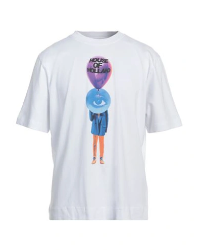 House Of Holland Man T-shirt White Size M Cotton, Elastane In White