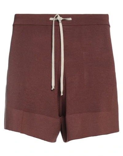 Shop Rick Owens Man Shorts & Bermuda Shorts Cocoa Size Xl Virgin Wool, Polyamide, Elastane In Brown
