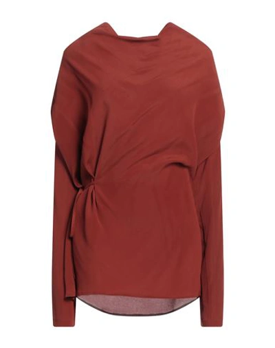 Shop Erika Cavallini Woman Top Rust Size 10 Acetate, Silk In Red