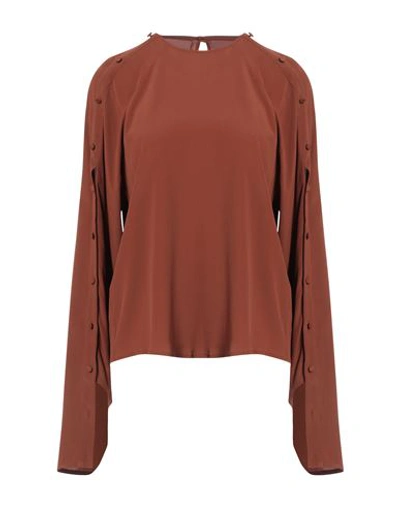 Erika Cavallini Woman Top Brown Size 2 Acetate, Silk In Brown