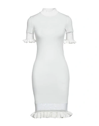 Shop Cavalli Class Woman Mini Dress White Size L Viscose, Polyester, Polyamide