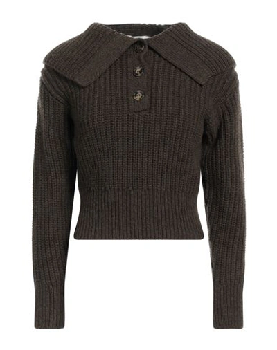 Sandro Woman Sweater Dark Brown Size 4 Wool, Polyamide In Brown