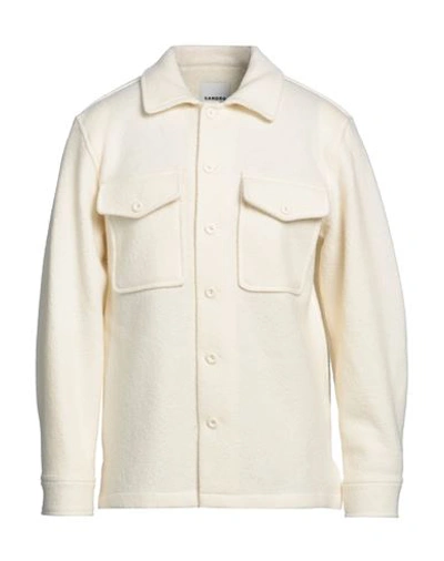 Shop Sandro Man Shirt Ivory Size L Wool In White