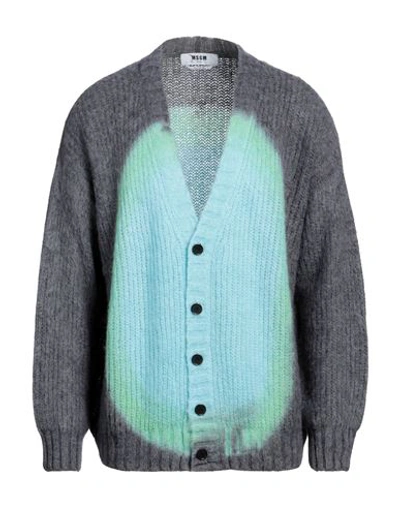 Msgm Man Cardigan Sky Blue Size Xs Acrylic, Polyamide, Mohair Wool In Blue