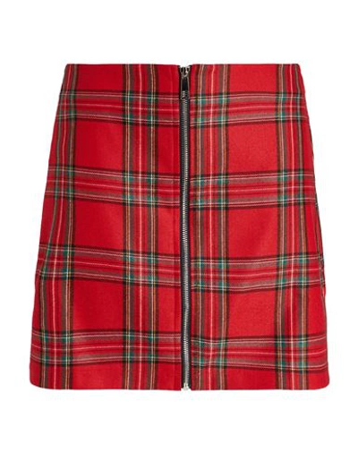 Shop 8 By Yoox Zip-front Check Mini Skirt Woman Mini Skirt Red Size 10 Wool, Polyamide