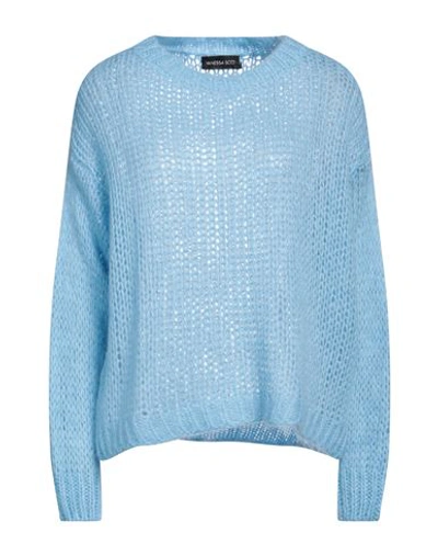 Shop Vanessa Scott Woman Sweater Sky Blue Size Onesize Acrylic, Polyamide, Mohair Wool