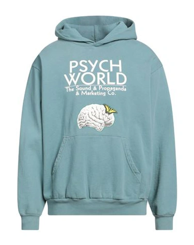 Shop Psych World Man Sweatshirt Turquoise Size M Cotton In Green