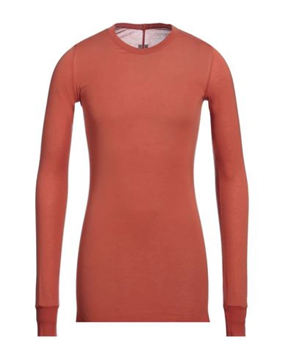 Shop Rick Owens Man T-shirt Orange Size S Viscose, Silk