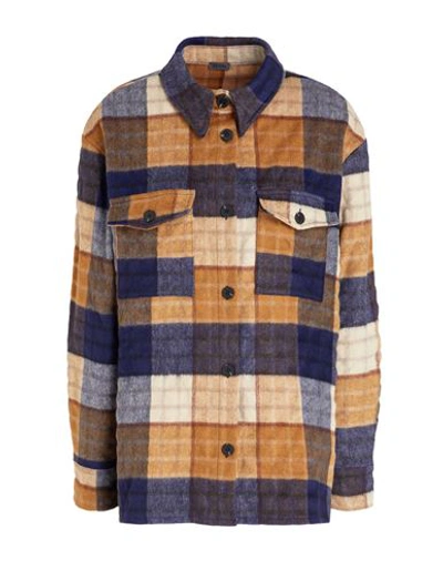 Shop 8 By Yoox Tartan Flannel Shirt Woman Shirt Camel Size 10 Wool, Polyester, Elastane In Beige
