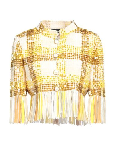 Shop Elisabetta Franchi Woman Blazer Yellow Size 10 Polyester, Viscose, Plastic