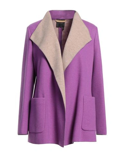Shop Agnona Woman Blazer Purple Size 8 Cashmere