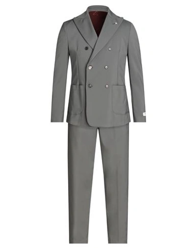 Shop Berna Man Suit Lead Size 40 Cotton, Polyamide, Elastane In Grey
