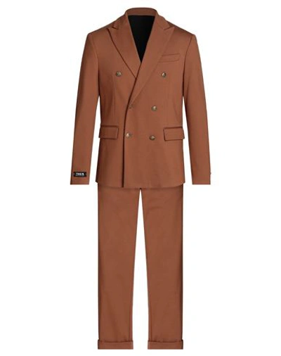 Shop Berna Man Suit Camel Size 38 Viscose, Polyamide, Elastane In Beige