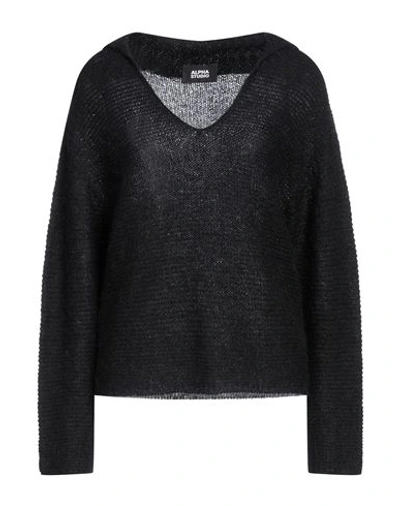 Alpha Studio Woman Sweater Black Size 8 Polyamide, Mohair Wool, Wool In Black