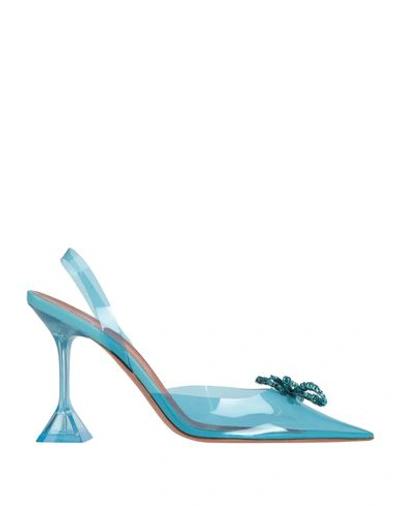 Amina Muaddi Rosie Glass Crystal-embellished Sling-back Pvc Courts In Blue