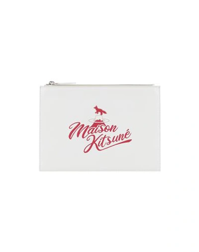 Shop Maison Kitsuné Woman Pouch White Size - Bovine Leather