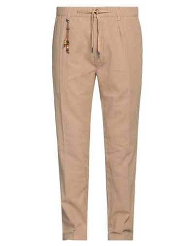 Shop Yes Zee By Essenza Man Pants Light Brown Size 40 Linen, Cotton In Beige