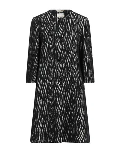 Shop Bottega Martinese Woman Coat Black Size 4 Cotton, Acrylic, Polyester, Wool
