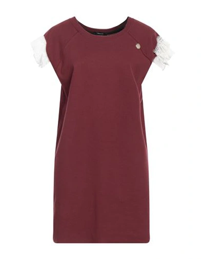 Shop Mangano Woman Mini Dress Burgundy Size 6 Cotton In Red