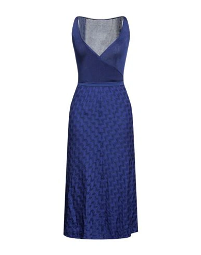 Shop Missoni Woman Midi Dress Blue Size 6 Wool, Viscose