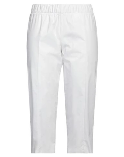 Shop Alessio Bardelle Woman Cropped Pants White Size M Cotton, Elastane