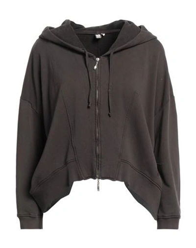 Shop European Culture Woman Sweatshirt Dark Brown Size L Cotton, Lycra