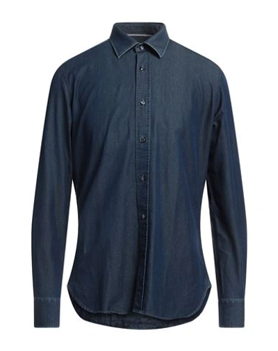 Shop Tintoria Mattei 954 Man Denim Shirt Blue Size 15 ¾ Cotton