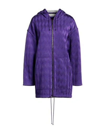 Shop Missoni Woman Overcoat & Trench Coat Purple Size 4 Viscose, Wool