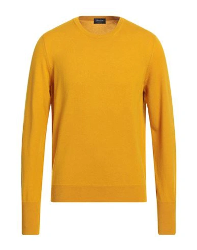 Shop Drumohr Man Sweater Ocher Size 36 Cashmere In Yellow