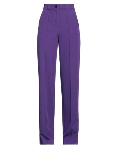 Shop Patrizia Pepe Woman Pants Purple Size 8 Polyester, Viscose, Elastane