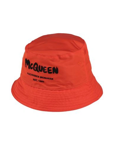 Shop Alexander Mcqueen Man Hat Orange Size 7 ¼ Polyester, Viscose