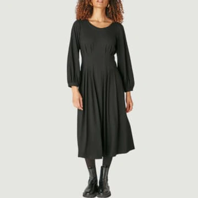Shop Sahara Fluid Crepe Pleat Waist Dress Black