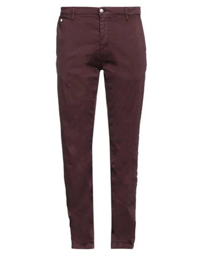 Shop Replay Man Pants Burgundy Size 31 Cotton, Polyester, Elastane In Red