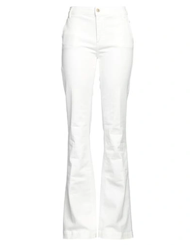 Manila Grace Woman Pants White Size 28 Cotton, Elastane In White