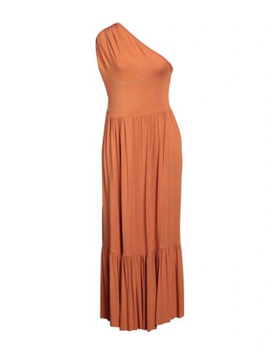 Shop Mangano Woman Maxi Dress Rust Size L Cotton In Red