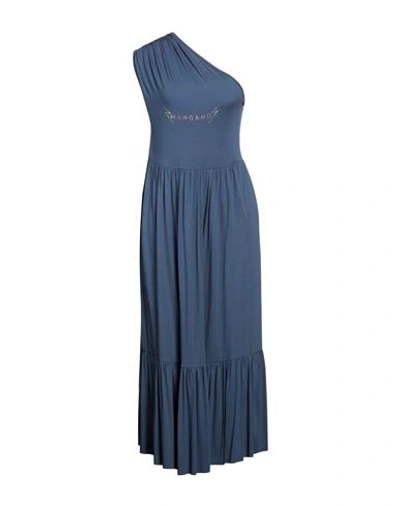 Shop Mangano Woman Maxi Dress Blue Size L Cotton