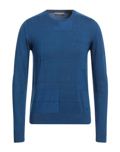 Shop Yes Zee By Essenza Man Sweater Blue Size Xxl Viscose, Nylon