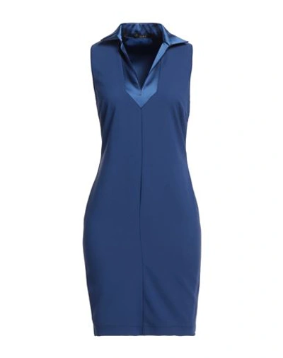Shop Carla G. Woman Mini Dress Blue Size 4 Acetate, Viscose, Elastane