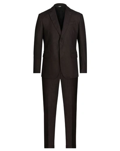 Shop Bottega Martinese Man Suit Dark Brown Size 40 Virgin Wool