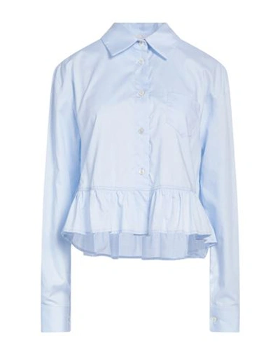 Shop Semicouture Woman Shirt Sky Blue Size 6 Cotton
