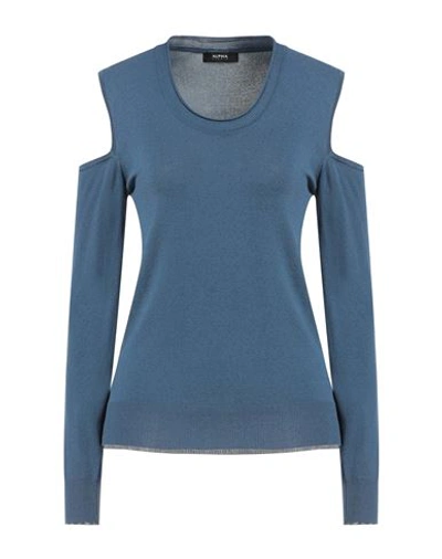 Shop Alpha Studio Woman Sweater Navy Blue Size L Viscose, Polyamide
