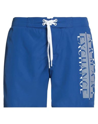 Shop Armani Exchange Man Swim Trunks Bright Blue Size L Polyester