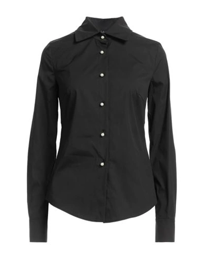 Carla G. Woman Shirt Black Size 6 Cotton, Polyamide, Elastane In Black