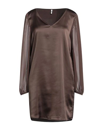 Shop Jacqueline De Yong Woman Midi Dress Brown Size S Polyester, Elastane